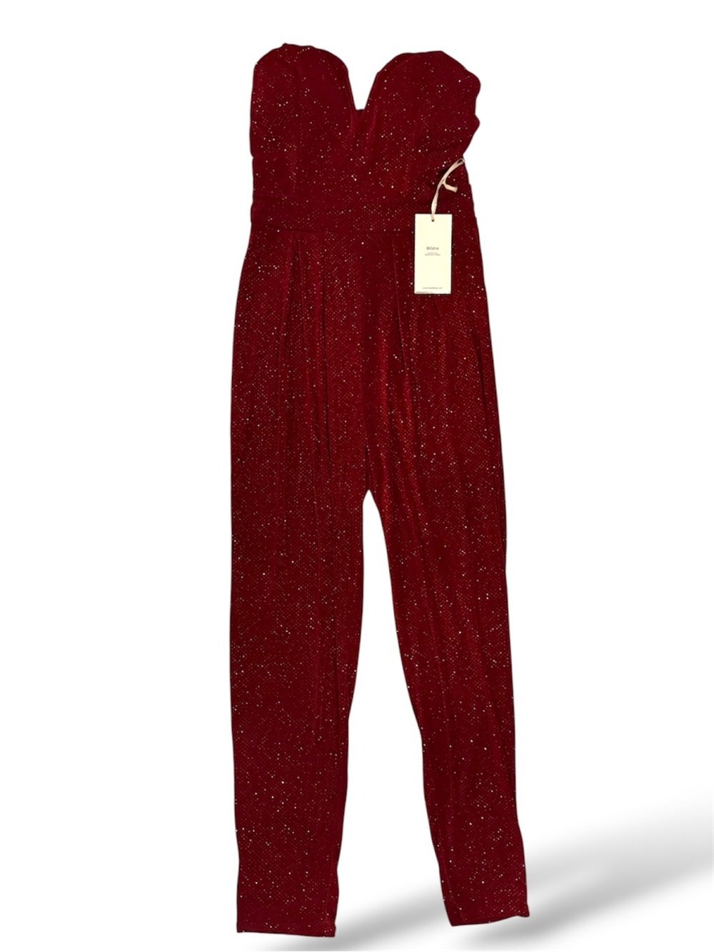 Sparkle Strapless Wine Jumpsuit